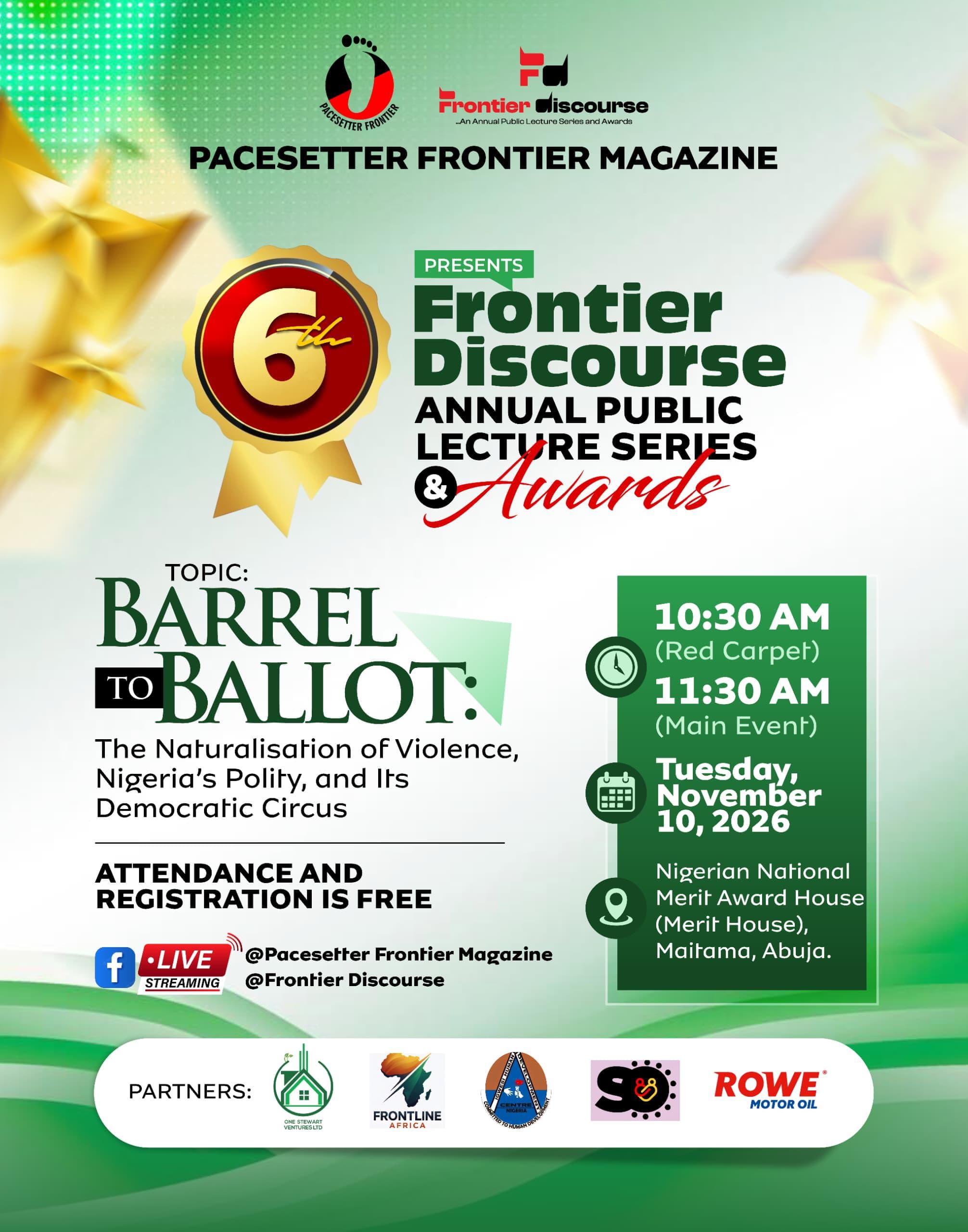 6th Frontier Discourse Annual Public Lecture Series and Awards